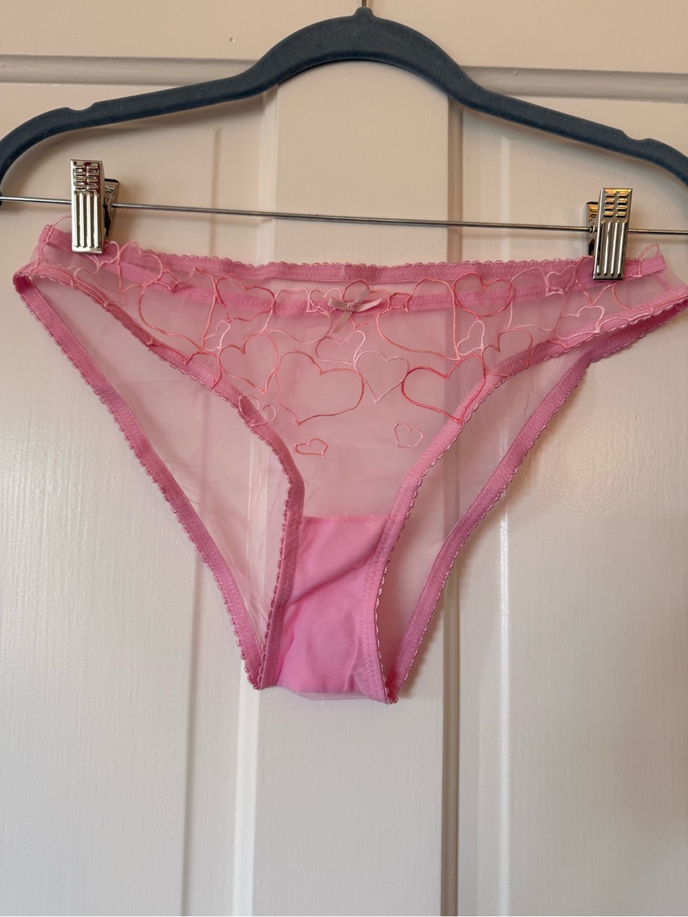 Skims Sheer Heart-Embroidered Pink Bikini Panty - Women Intimates